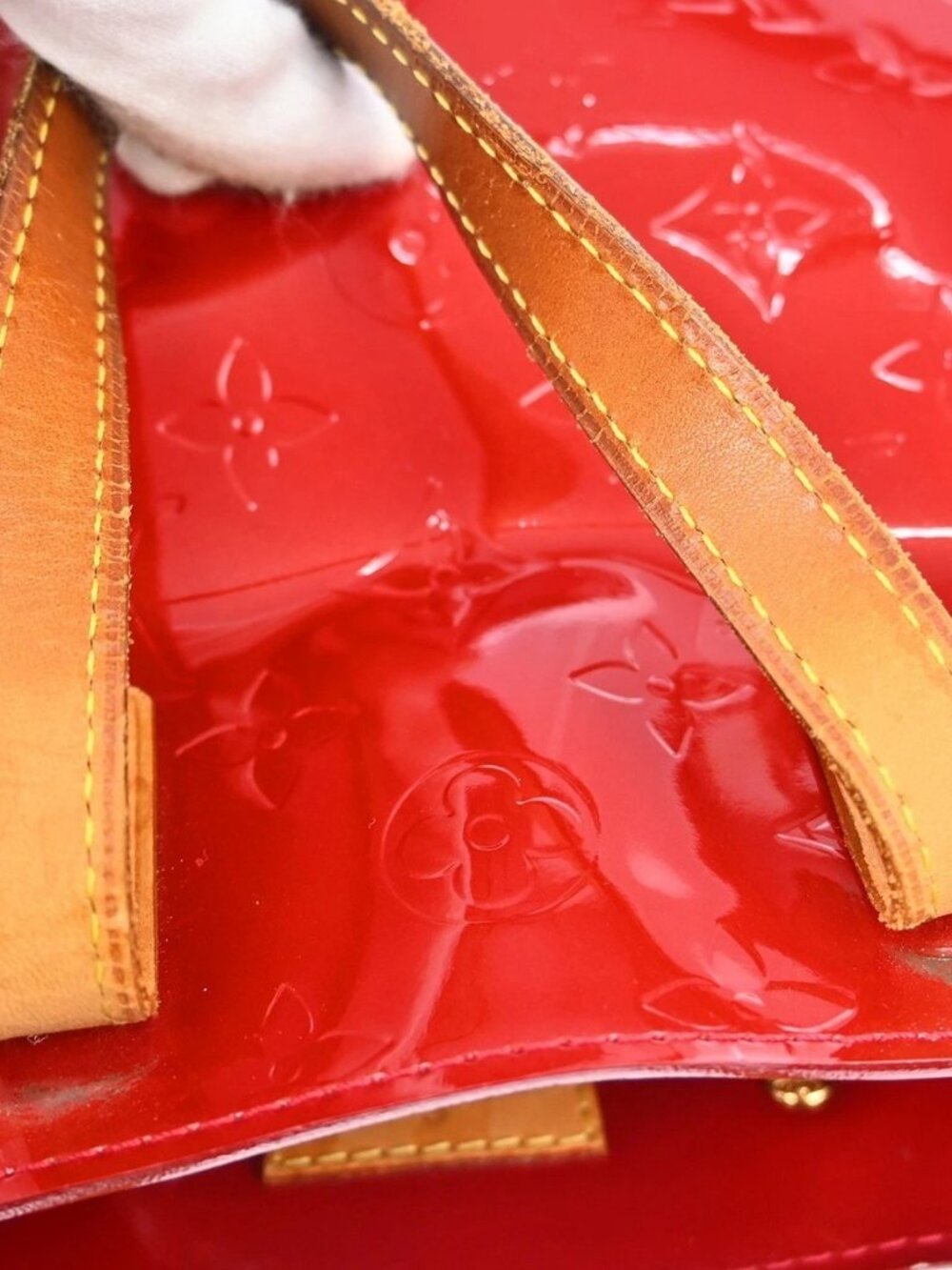 LOUIS VUITTON RED VERNIS READE PM TOTE HANDBAG M91088 MI1006 YQ07250 - Picture 13 of 15